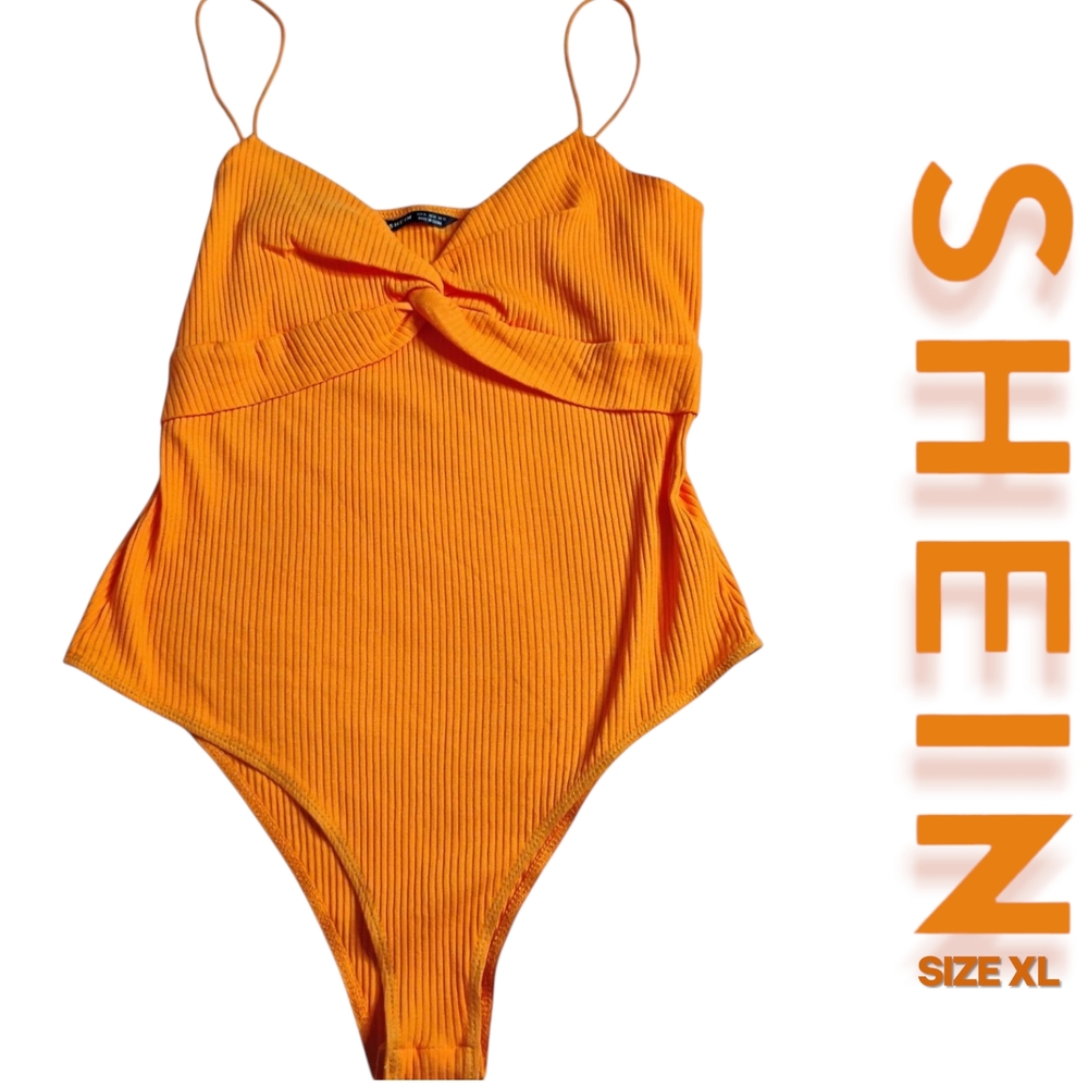 SHEIN Orange Bodysuit SIZE XL Halloween, Fall Sleeveless Button Crotch NWOT
